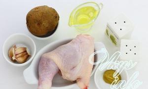 Chicken leg with crispy crust and potatoes in the oven Delicious baked chicken legs with potatoes